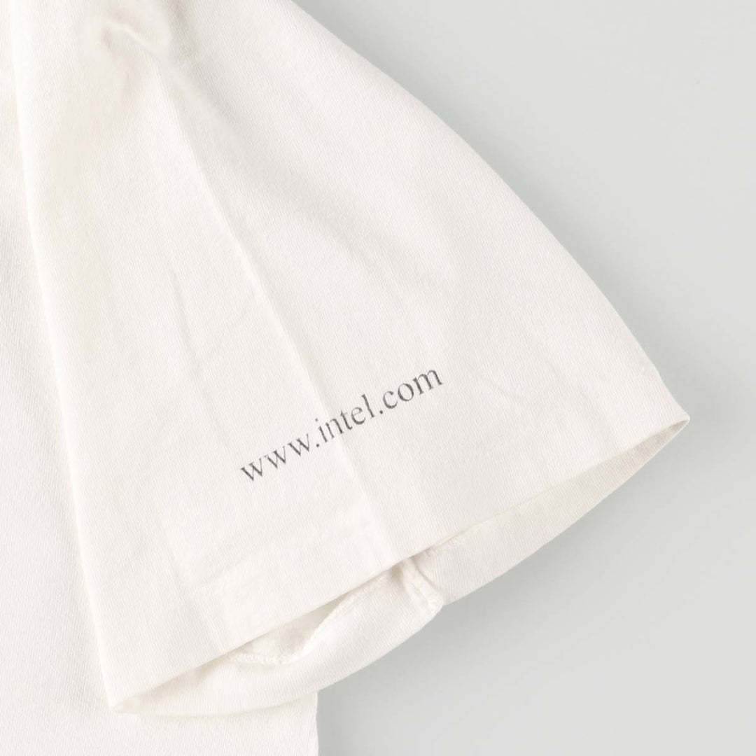 Vintage 90'S Oneita Intel Advertising T-Shirt, Men's XL cotton white type Vintage Second Hand