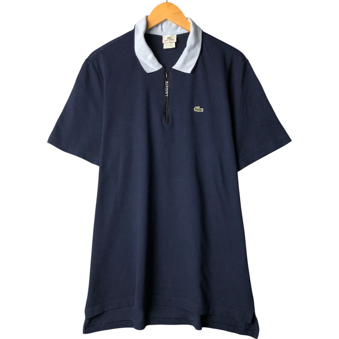 Lacoste LACOSTE SPORT collared half-zip short-sleeved polo shirt, made in France, size 6 (equivalent to men's XL) cotton navy blue type Vintage Second Hand