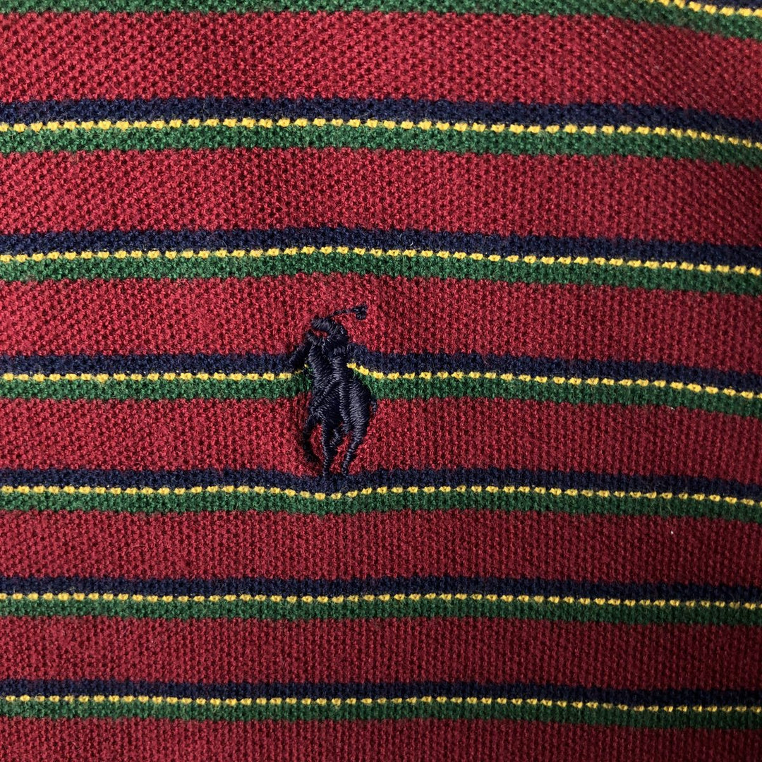 Ralph Lauren POLO by Ralph Lauren short-sleeved striped polo shirt cotton red type Vintage Second Hand