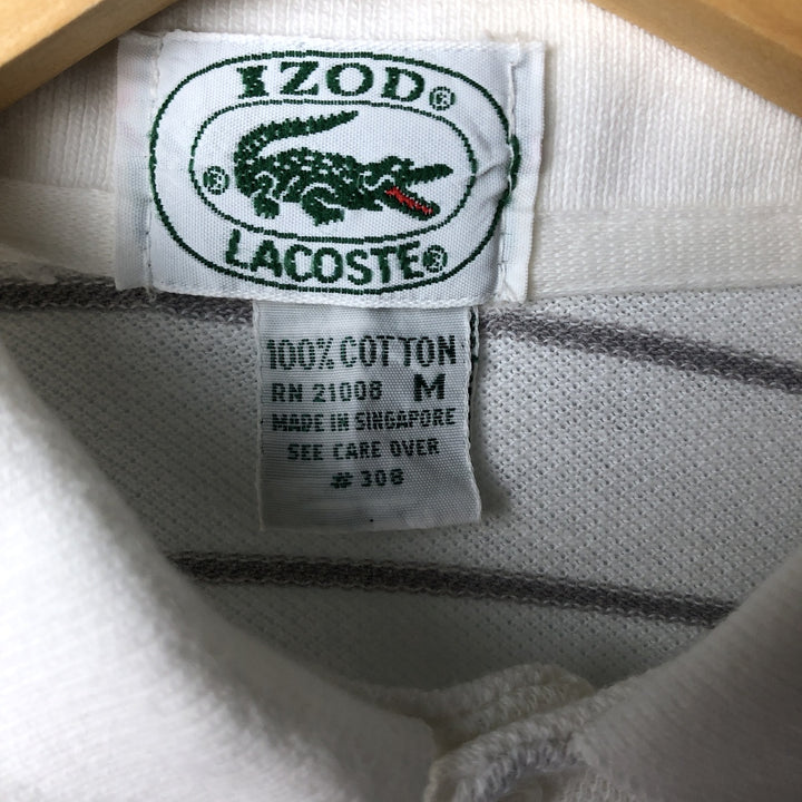 Vintage 1980s-1990'S Lacoste IZOD short-sleeved striped polo shirt, men's size M cotton white type Vintage Second Hand