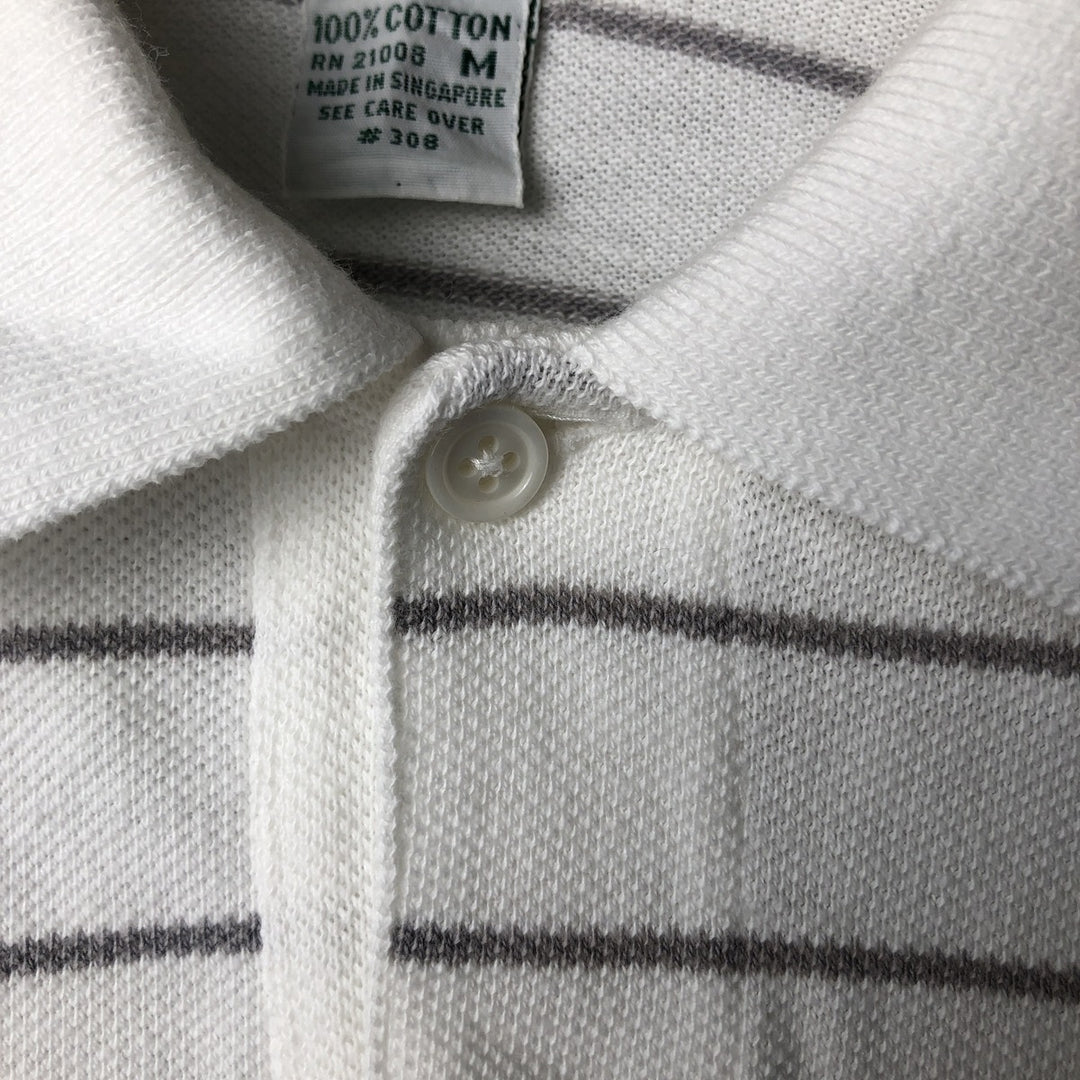 Vintage 1980s-1990'S Lacoste IZOD short-sleeved striped polo shirt, men's size M cotton white type Vintage Second Hand