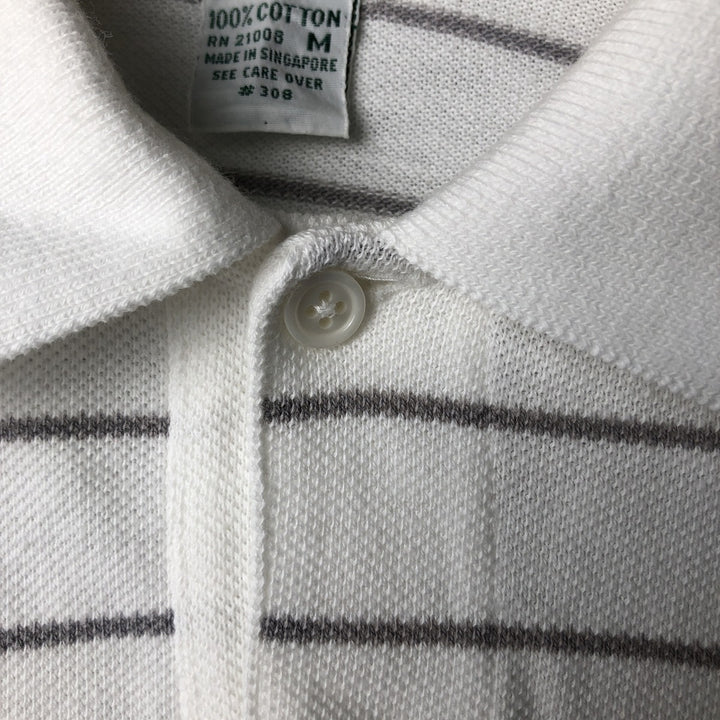 Vintage 1980s-1990'S Lacoste IZOD short-sleeved striped polo shirt, men's size M cotton white type Vintage Second Hand