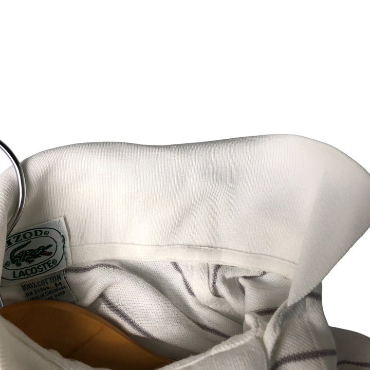 Vintage 1980s-1990'S Lacoste IZOD short-sleeved striped polo shirt, men's size M cotton white type Vintage Second Hand