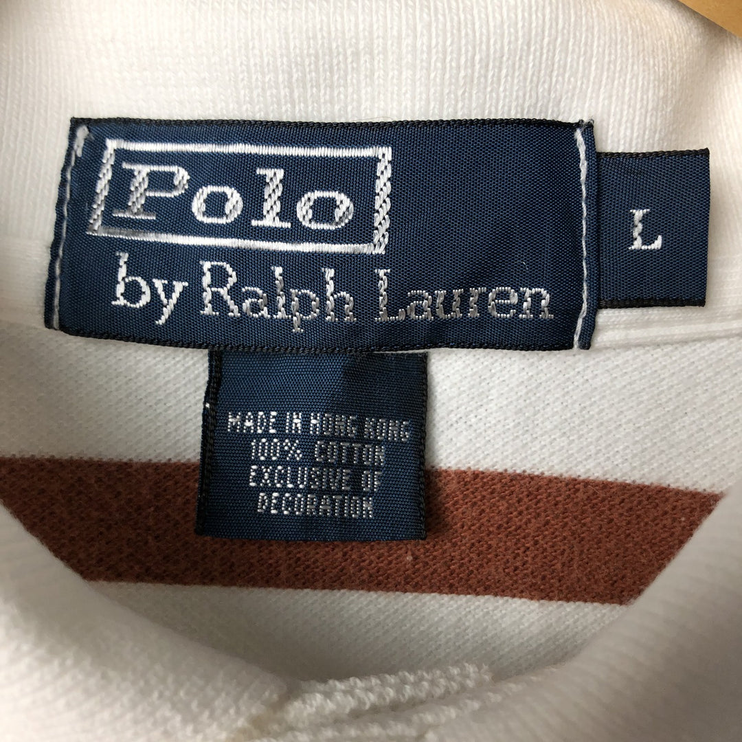 Ralph Lauren POLO by Ralph Lauren short sleeve striped polo shirt, men's size L cotton white type Vintage Second Hand