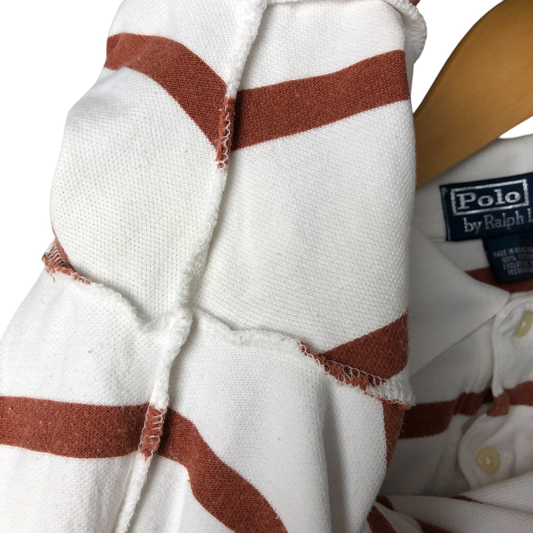Ralph Lauren POLO by Ralph Lauren short sleeve striped polo shirt, men's size L cotton white type Vintage Second Hand