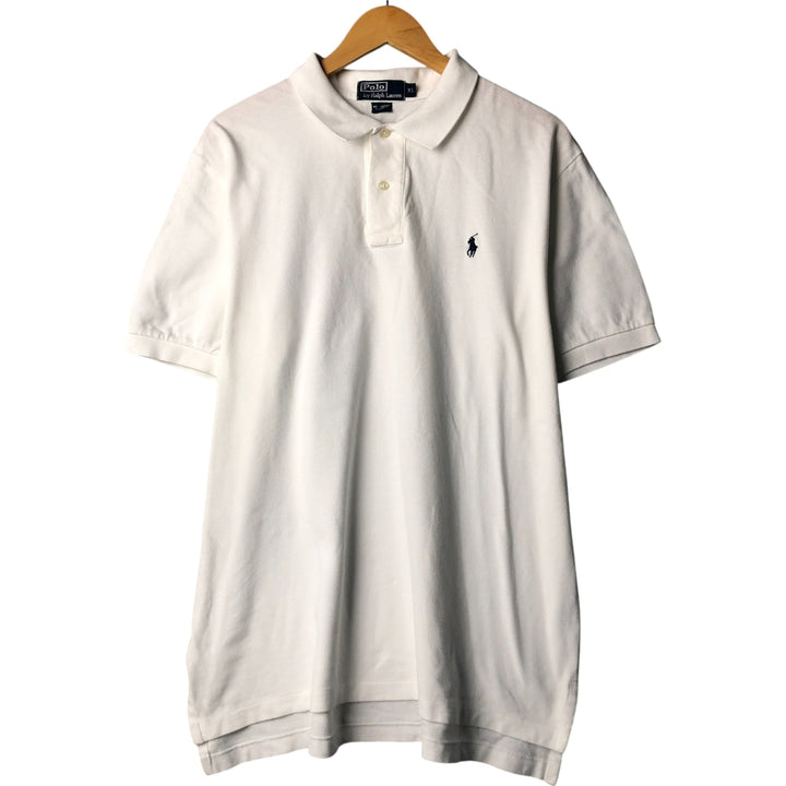 Ralph Lauren POLO by Ralph Lauren short sleeve polo shirt, men's XL size cotton white type Vintage Second Hand