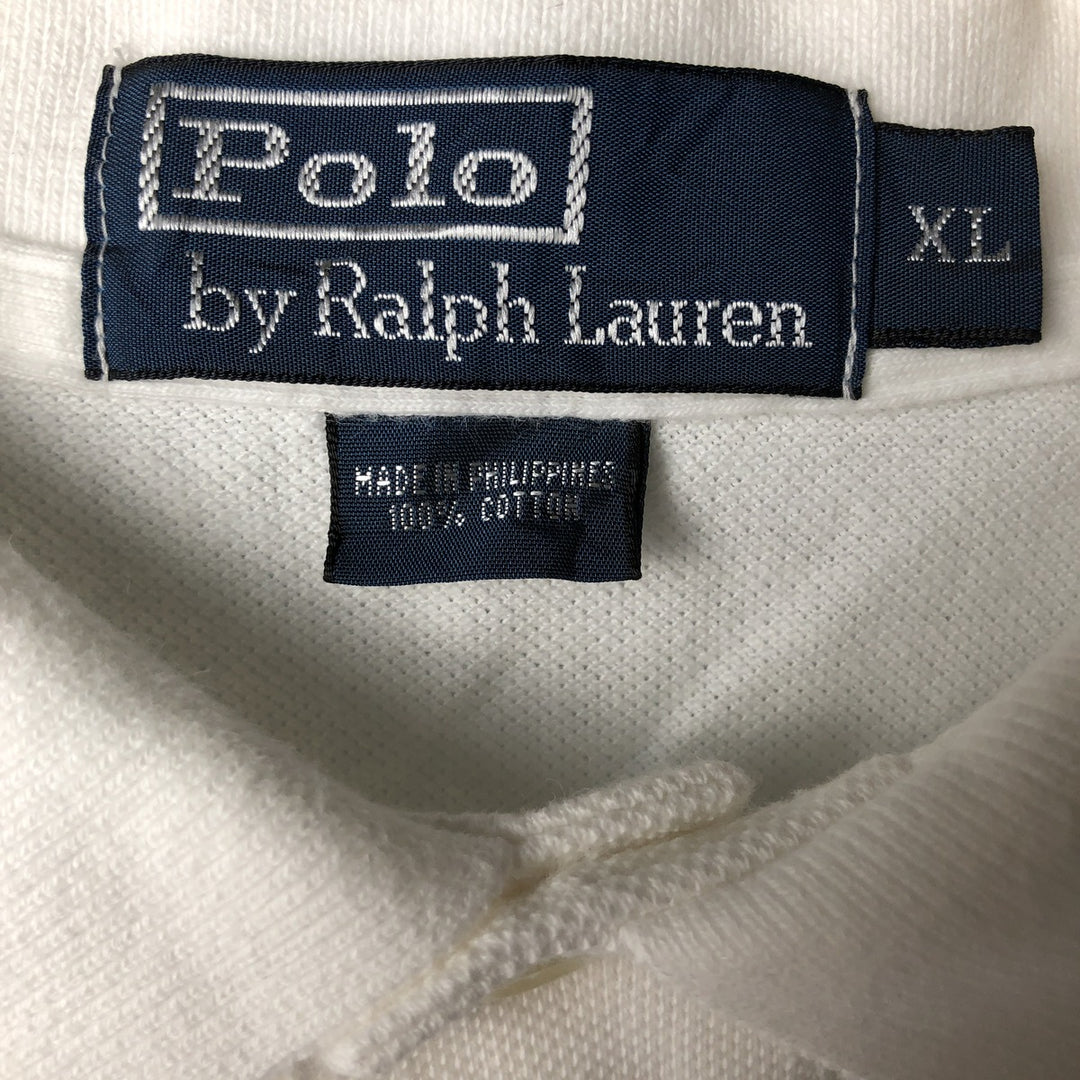 Ralph Lauren POLO by Ralph Lauren short sleeve polo shirt, men's XL size cotton white type Vintage Second Hand