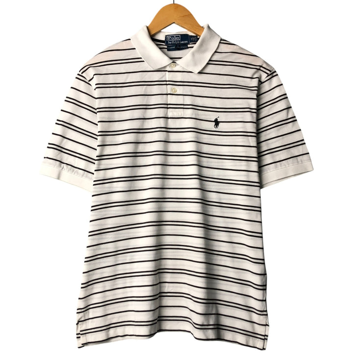 Ralph Lauren POLO by Ralph Lauren MOISTURE MANAGEMENT short-sleeved striped polo shirt, men's size M cotton white type Vintage Second Hand