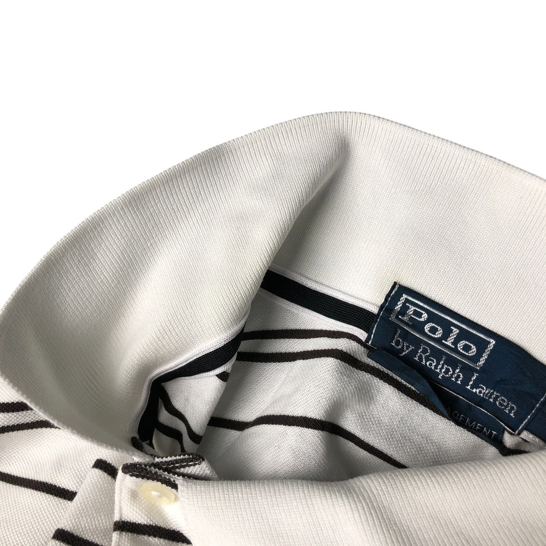 Ralph Lauren POLO by Ralph Lauren MOISTURE MANAGEMENT short-sleeved striped polo shirt, men's size M cotton white type Vintage Second Hand