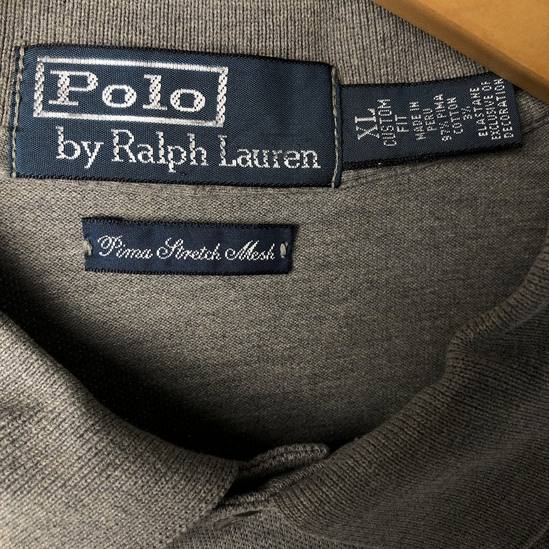Ralph Lauren POLO by Ralph Lauren CUSTOM FIT short sleeve polo shirt, men's XL size Pima Cotton gray type Vintage Second Hand