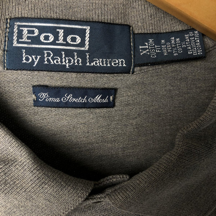 Ralph Lauren POLO by Ralph Lauren CUSTOM FIT short sleeve polo shirt, men's XL size Pima Cotton gray type Vintage Second Hand