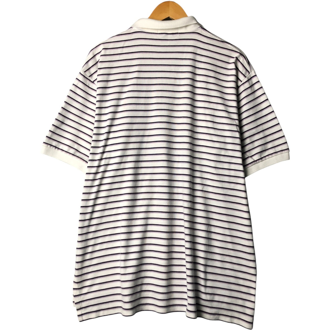 Ralph Lauren POLO by Ralph Lauren Multi-border short sleeve striped polo shirt Men's XL size cotton white type Vintage Second Hand