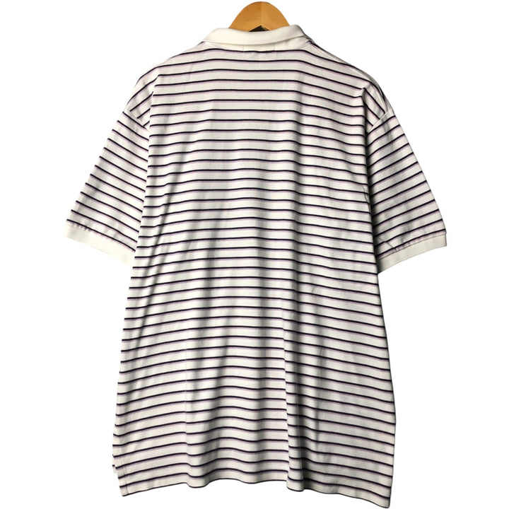 Ralph Lauren POLO by Ralph Lauren Multi-border short sleeve striped polo shirt Men's XL size cotton white type Vintage Second Hand