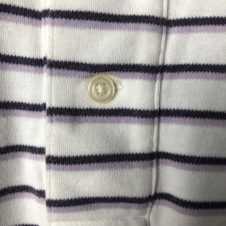 Ralph Lauren POLO by Ralph Lauren Multi-border short sleeve striped polo shirt Men's XL size cotton white type Vintage Second Hand