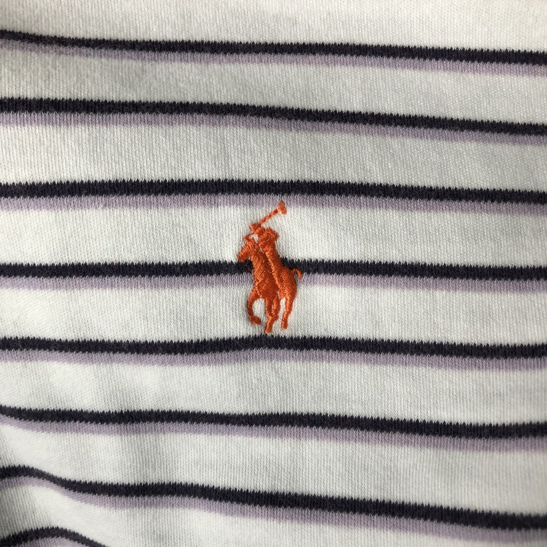 Ralph Lauren POLO by Ralph Lauren Multi-border short sleeve striped polo shirt Men's XL size cotton white type Vintage Second Hand