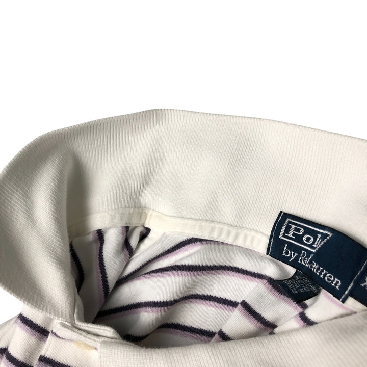 Ralph Lauren POLO by Ralph Lauren Multi-border short sleeve striped polo shirt Men's XL size cotton white type Vintage Second Hand