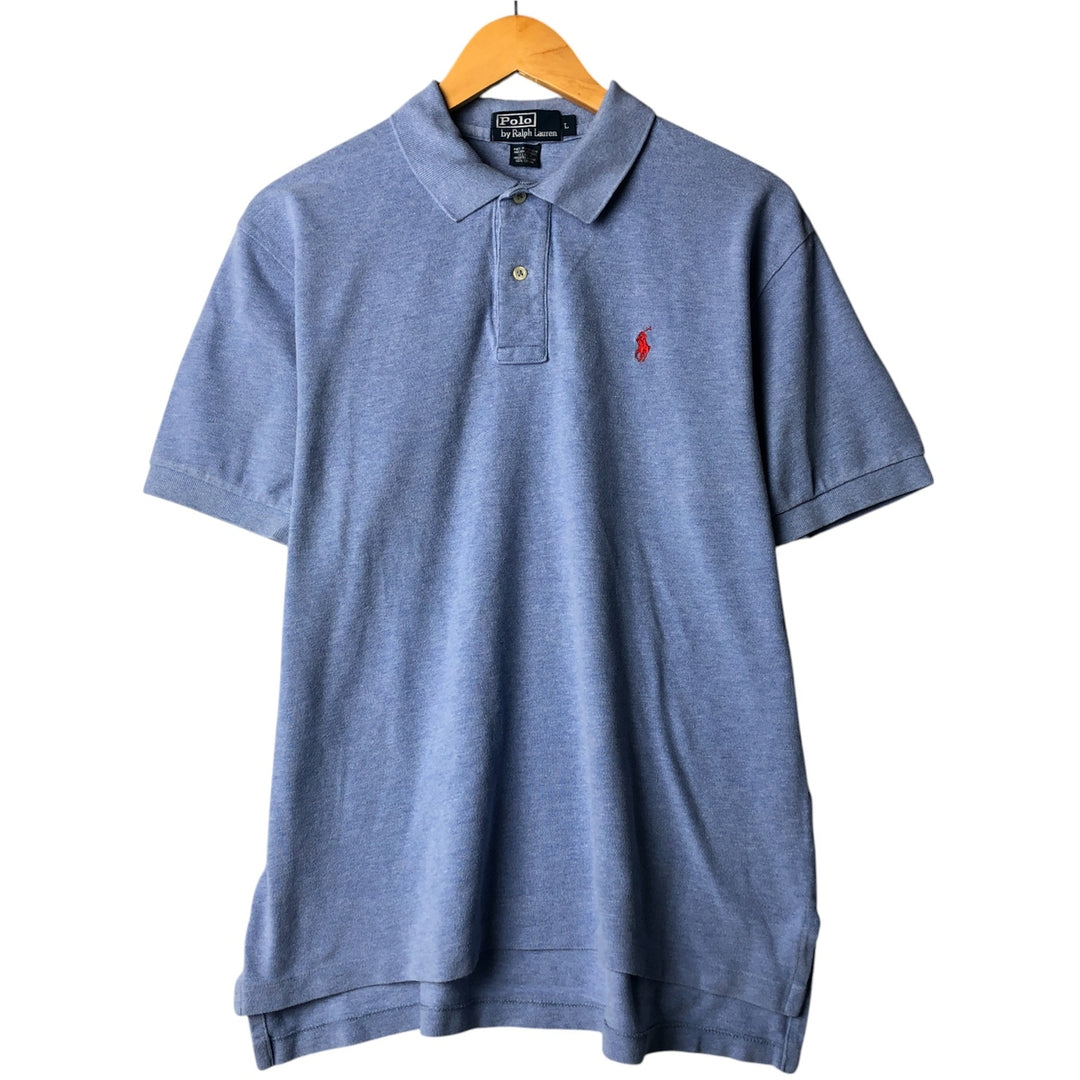 Ralph Lauren POLO by Ralph Lauren short sleeve polo shirt, men's size L cotton Blue type light blue Vintage Second Hand
