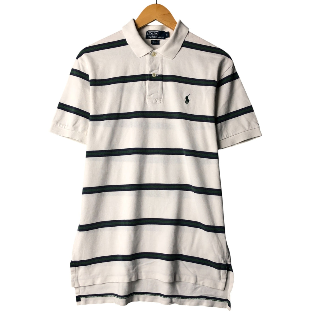 Ralph Lauren POLO by Ralph Lauren short sleeve striped polo shirt, men's size M cotton white type Vintage Second Hand