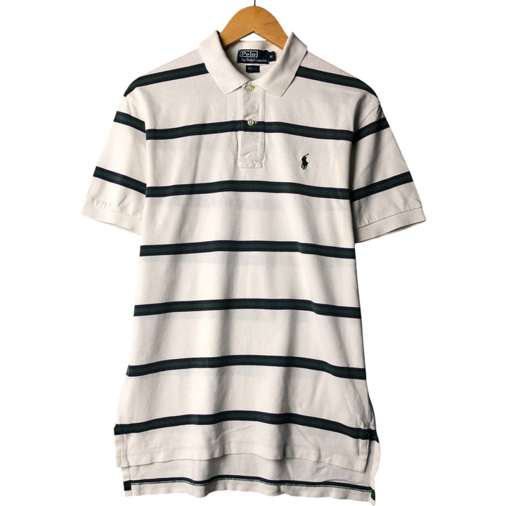 Ralph Lauren POLO by Ralph Lauren short sleeve striped polo shirt, men's size M cotton white type Vintage Second Hand