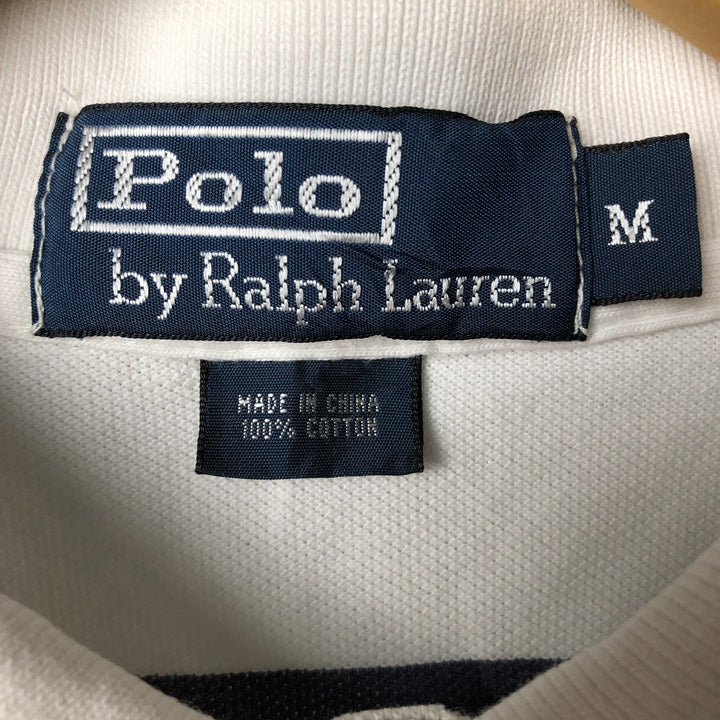 Ralph Lauren POLO by Ralph Lauren short sleeve striped polo shirt, men's size M cotton white type Vintage Second Hand