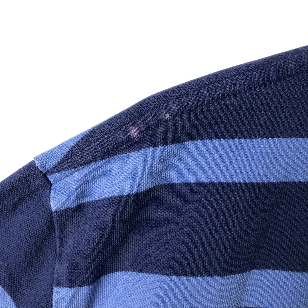 Ralph Lauren POLO by Ralph Lauren short sleeve striped polo shirt, men's size L cotton navy blue type Vintage Second Hand