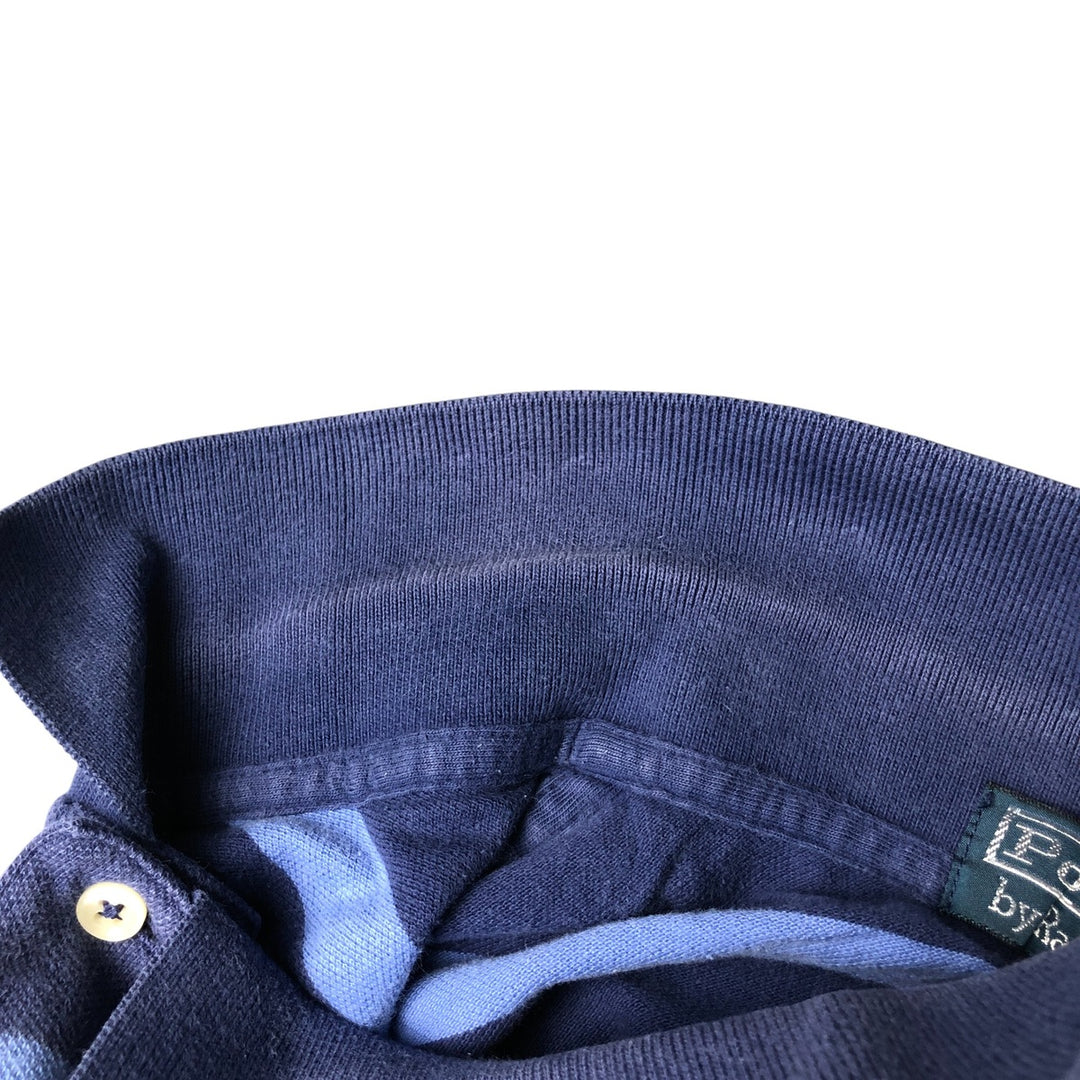 Ralph Lauren POLO by Ralph Lauren short sleeve striped polo shirt, men's size L cotton navy blue type Vintage Second Hand