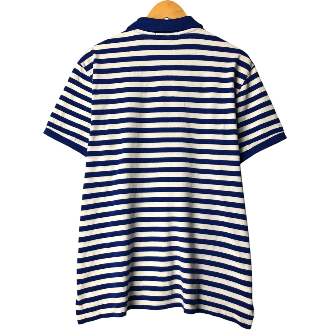 Ralph Lauren POLO by Ralph Lauren CUSTOM FIT short sleeve striped polo shirt men's XL size cotton blue type Vintage Second Hand