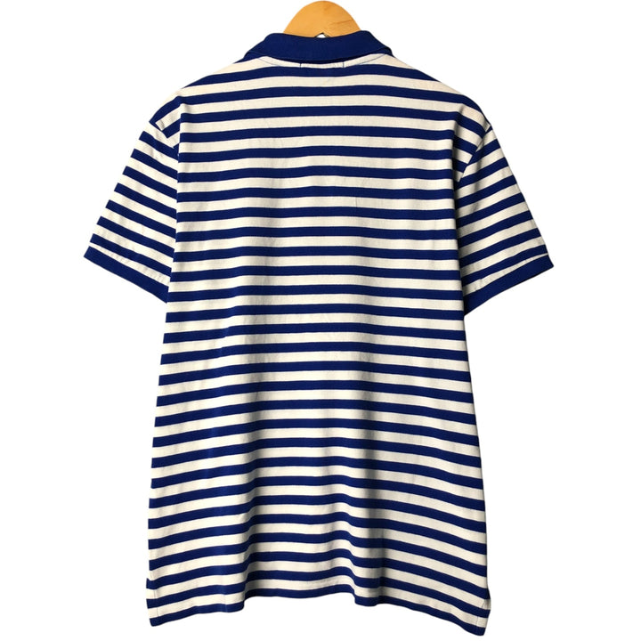 Ralph Lauren POLO by Ralph Lauren CUSTOM FIT short sleeve striped polo shirt men's XL size cotton blue type Vintage Second Hand