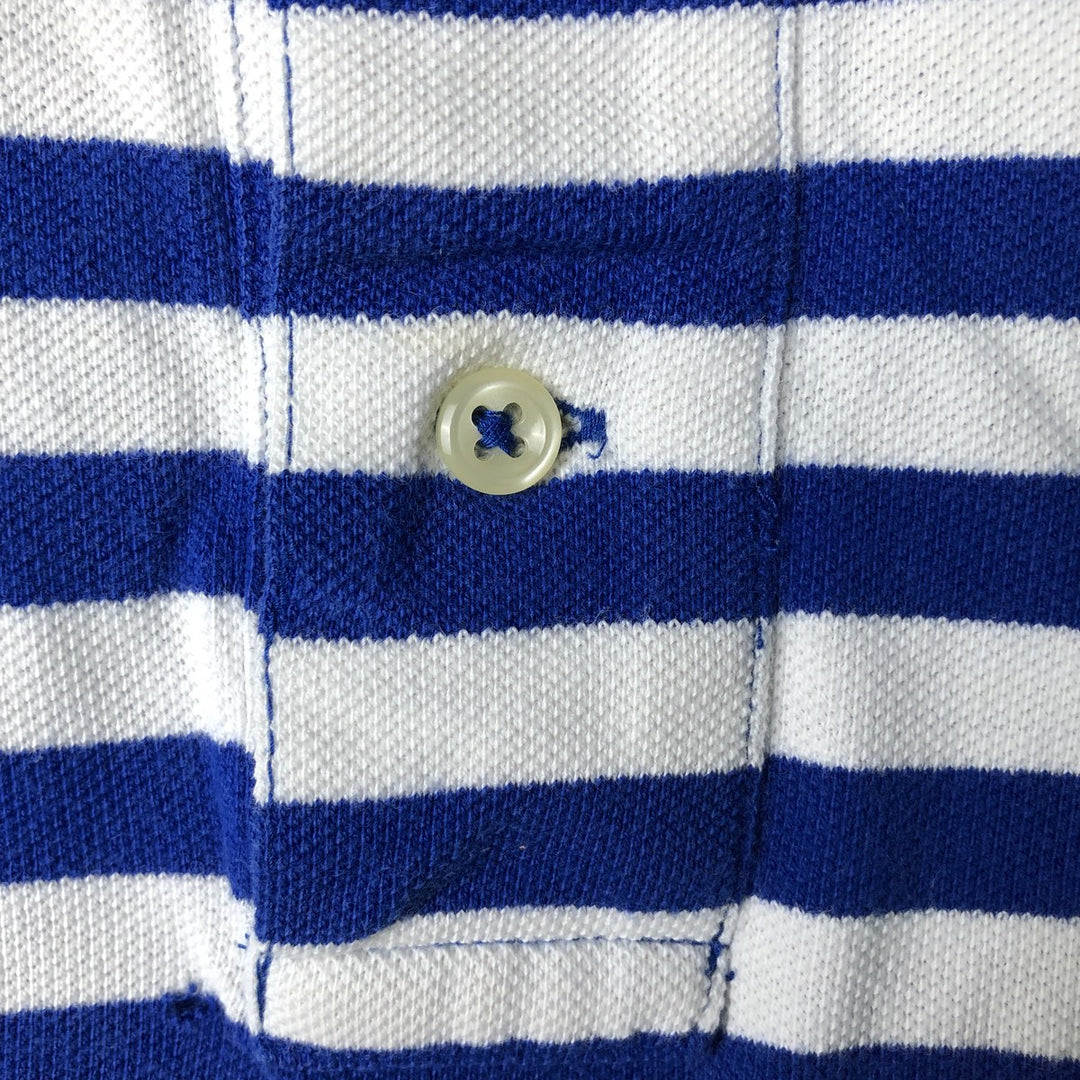 Ralph Lauren POLO by Ralph Lauren CUSTOM FIT short sleeve striped polo shirt men's XL size cotton blue type Vintage Second Hand