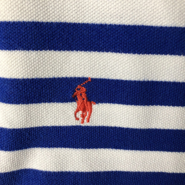 Ralph Lauren POLO by Ralph Lauren CUSTOM FIT short sleeve striped polo shirt men's XL size cotton blue type Vintage Second Hand
