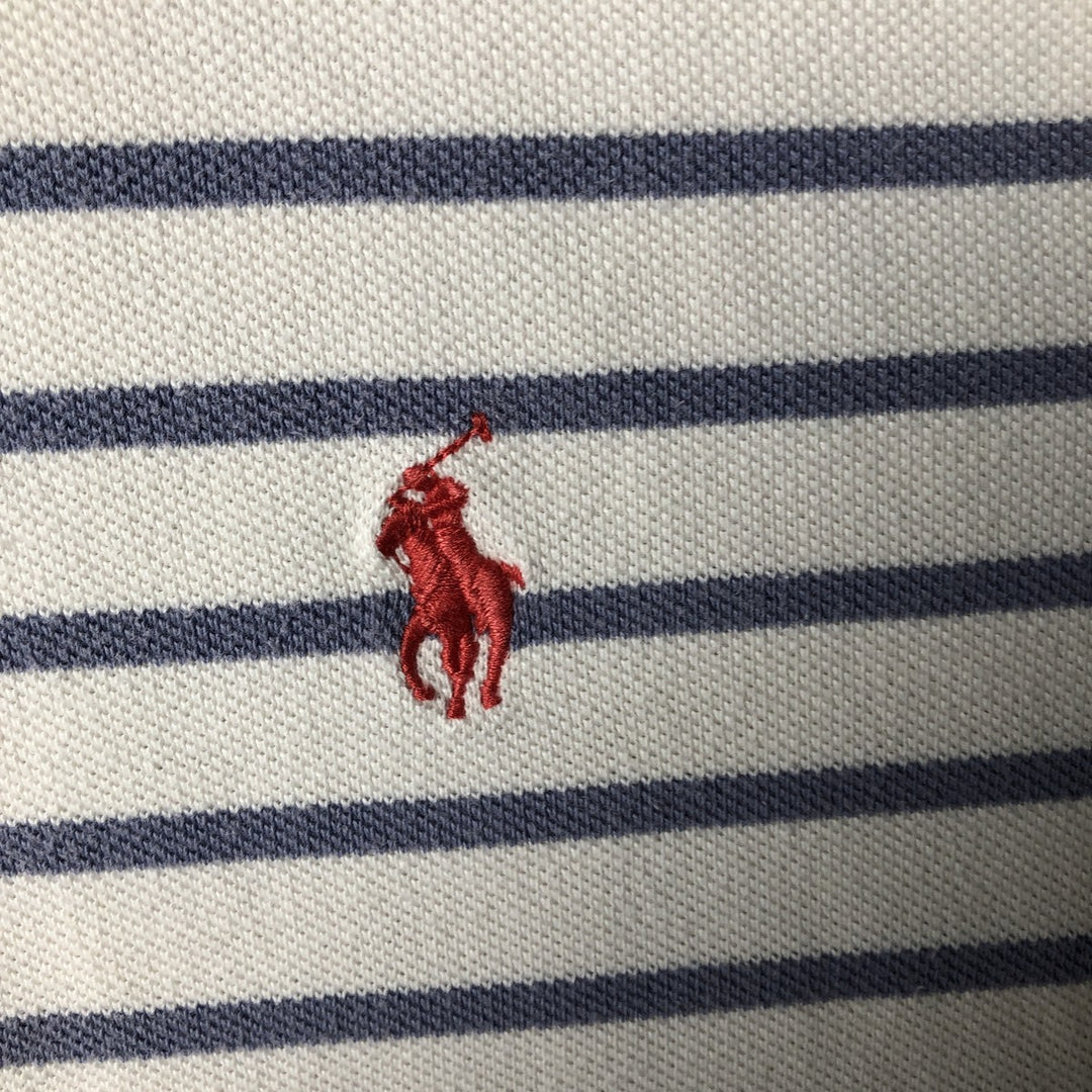 Ralph Lauren POLO by Ralph Lauren CUSTOM FIT short sleeve striped polo shirt men's size L cotton white type Vintage Second Hand