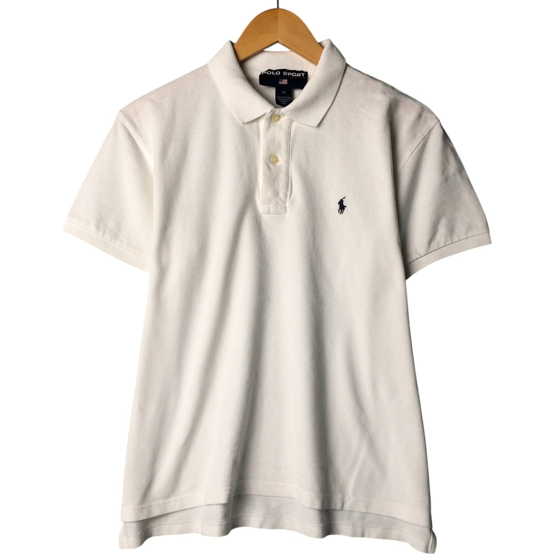 Ralph Lauren POLO SPORT short sleeve polo shirt, men's size M cotton white type Vintage Second Hand