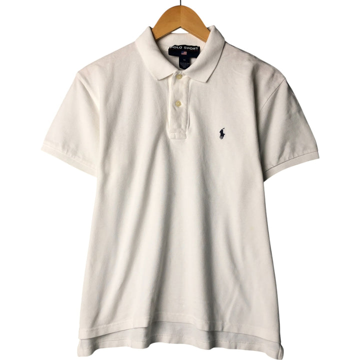 Ralph Lauren POLO SPORT short sleeve polo shirt, men's size M cotton white type Vintage Second Hand