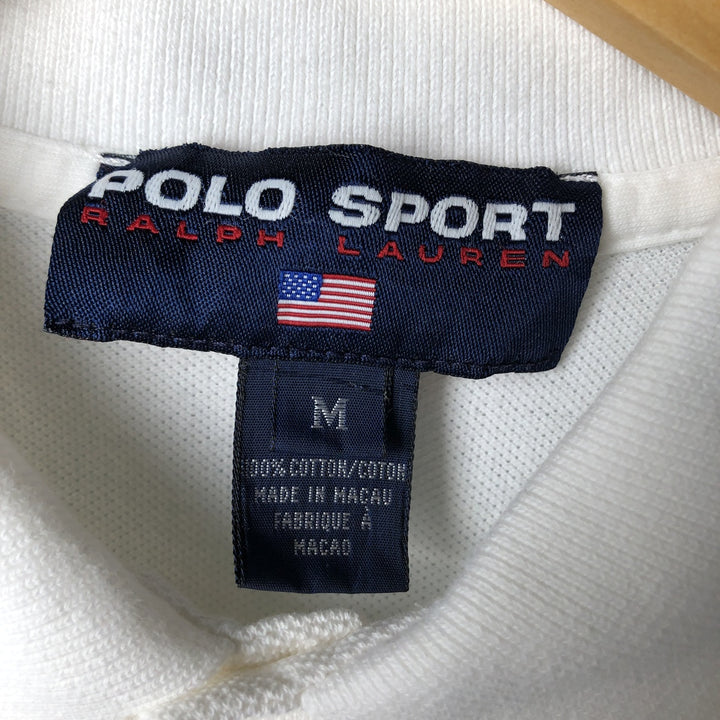 Ralph Lauren POLO SPORT short sleeve polo shirt, men's size M cotton white type Vintage Second Hand