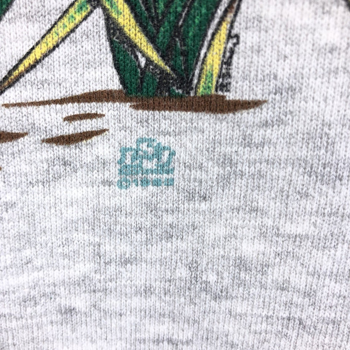 90'S TULTEX Dog Print Animal Sweatshirt, Made in USA, Men's Size L, Vintage cotton gray type Vintage Second Hand