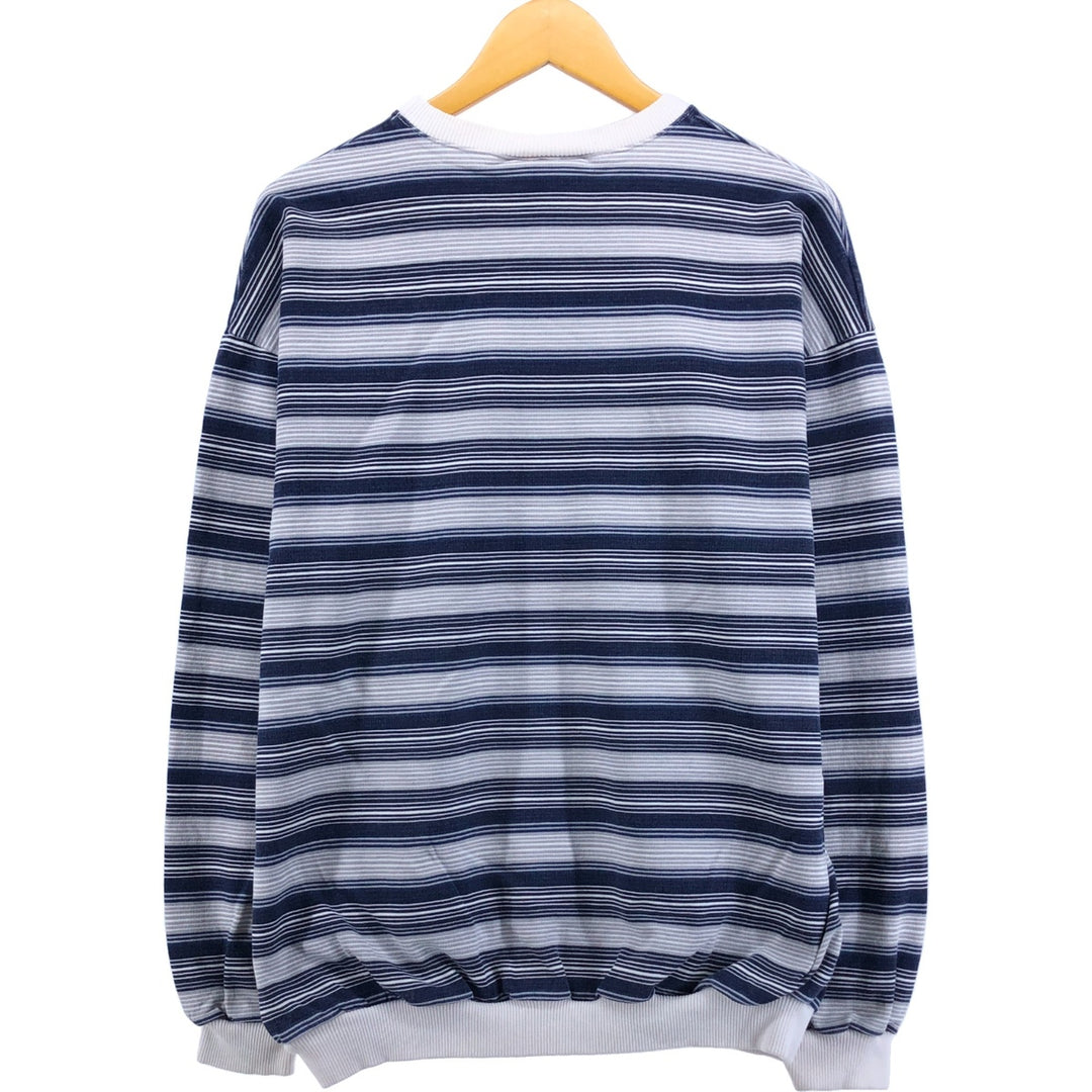 Vintage 90'S GIMMIE striped pattern logo sweatshirt, made in the USA, size L, men's cotton navy blue type Vintage Second Hand