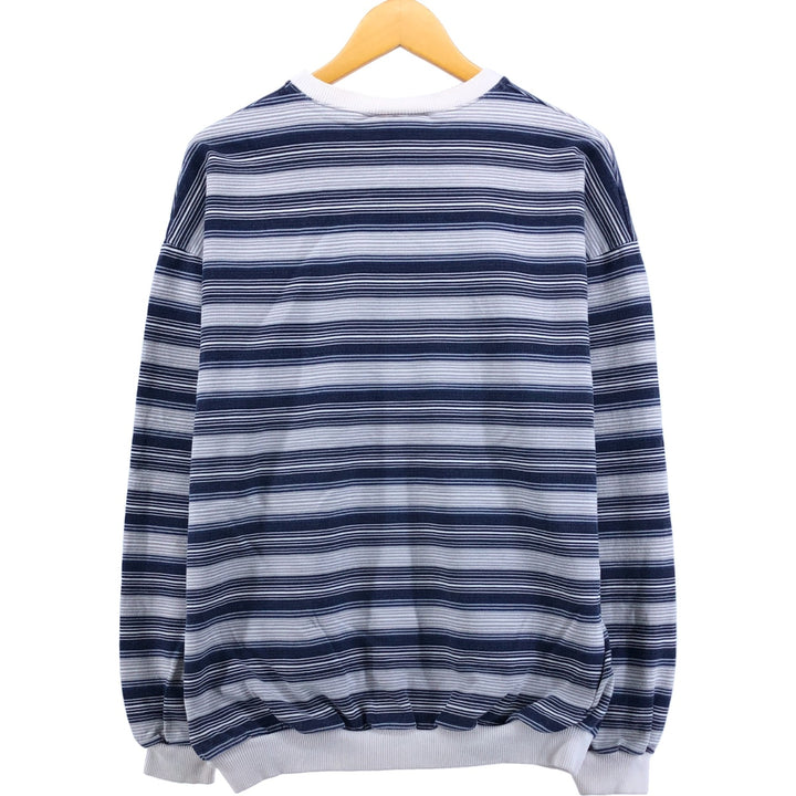 Vintage 90'S GIMMIE striped pattern logo sweatshirt, made in the USA, size L, men's cotton navy blue type Vintage Second Hand