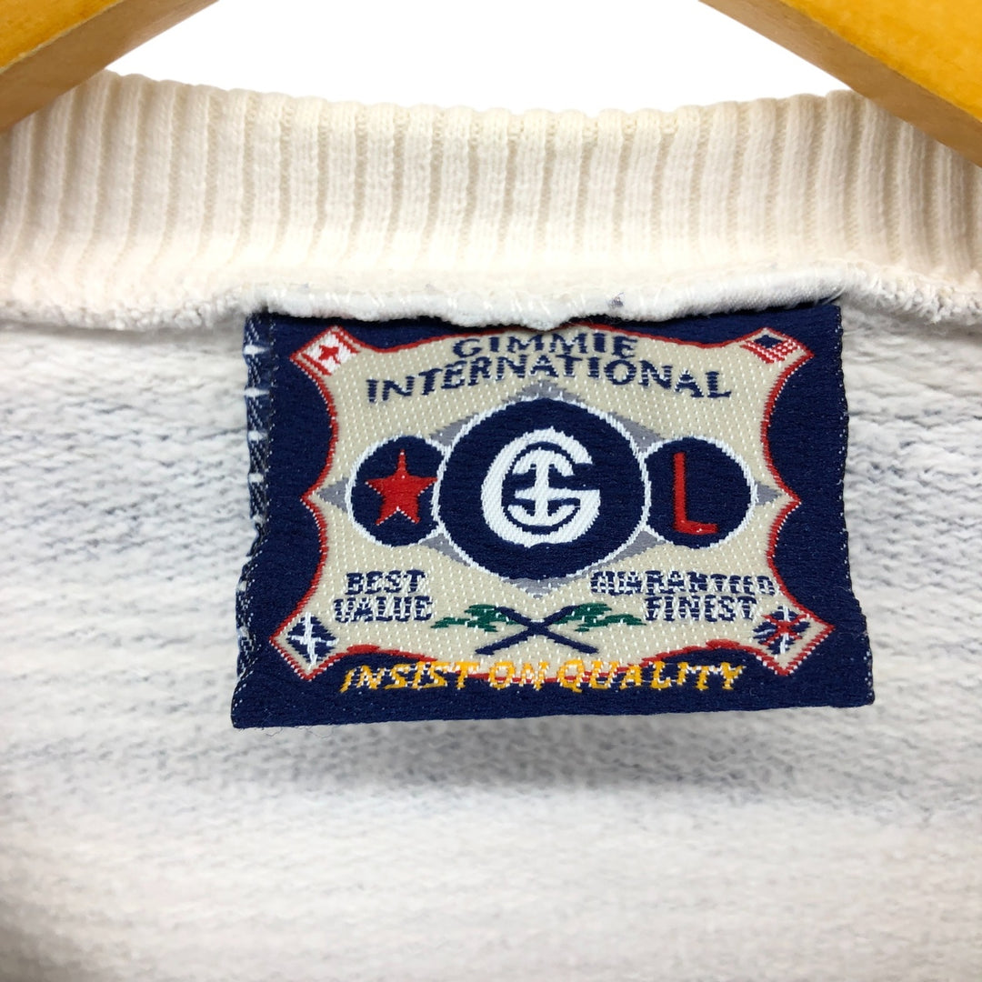 Vintage 90'S GIMMIE striped pattern logo sweatshirt, made in the USA, size L, men's cotton navy blue type Vintage Second Hand