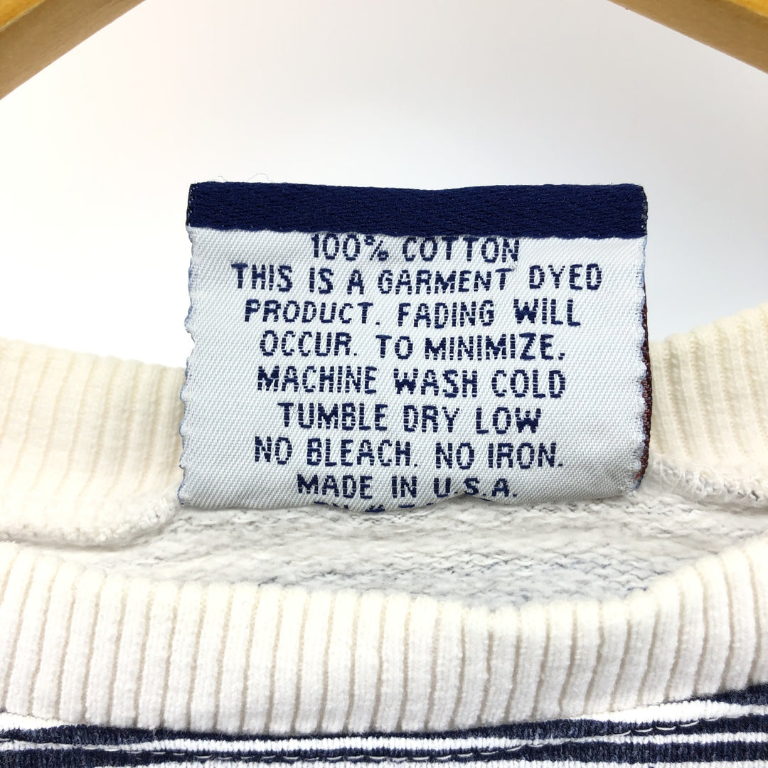 Vintage 90'S GIMMIE striped pattern logo sweatshirt, made in the USA, size L, men's cotton navy blue type Vintage Second Hand