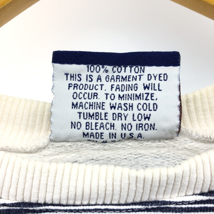 Vintage 90'S GIMMIE striped pattern logo sweatshirt, made in the USA, size L, men's cotton navy blue type Vintage Second Hand