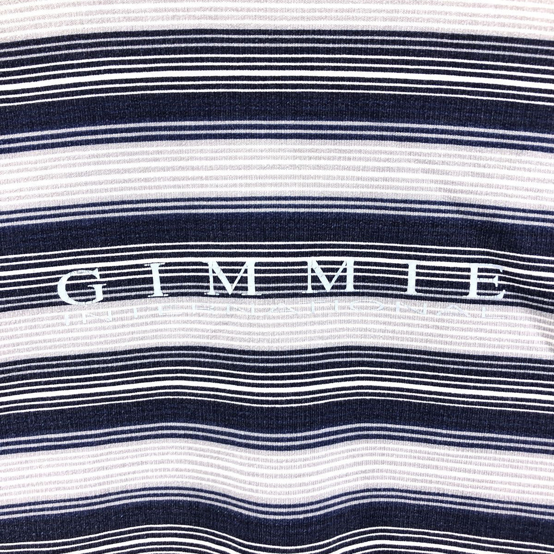 Vintage 90'S GIMMIE striped pattern logo sweatshirt, made in the USA, size L, men's cotton navy blue type Vintage Second Hand