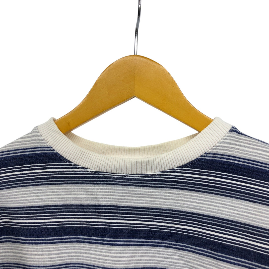 Vintage 90'S GIMMIE striped pattern logo sweatshirt, made in the USA, size L, men's cotton navy blue type Vintage Second Hand