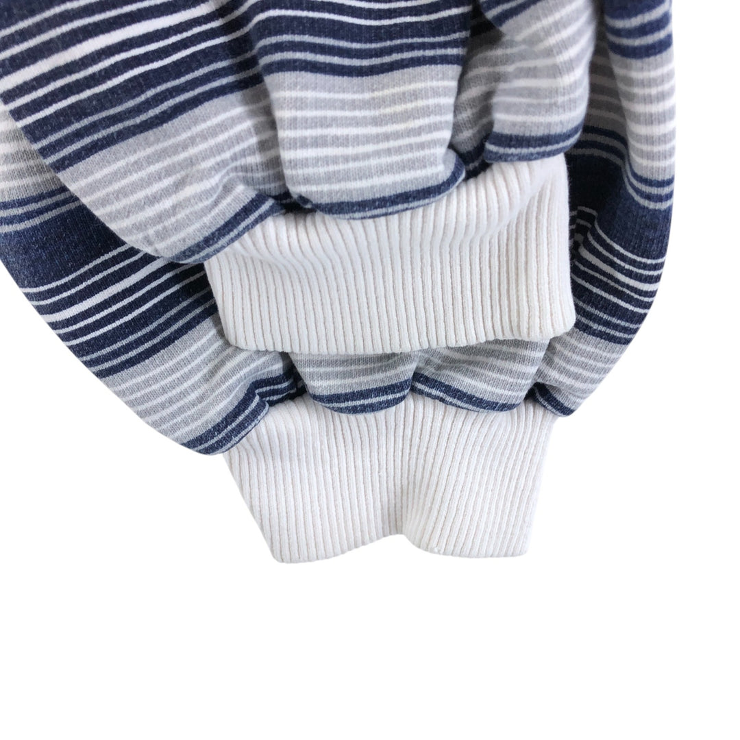 Vintage 90'S GIMMIE striped pattern logo sweatshirt, made in the USA, size L, men's cotton navy blue type Vintage Second Hand