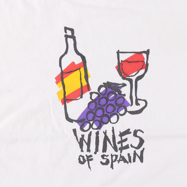 90'S Anvil Printed T-shirt, Made in USA, Men's L size, Vintage cotton white type Vintage Second Hand