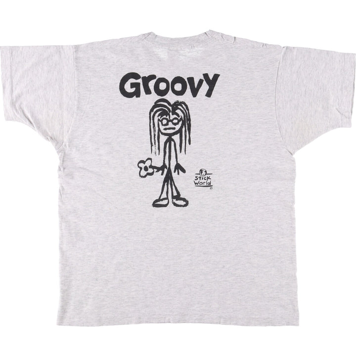 90'S Fruit of the Loom printed T-shirt, made in the USA, men's XL size, vintage cotton gray type Vintage Second Hand