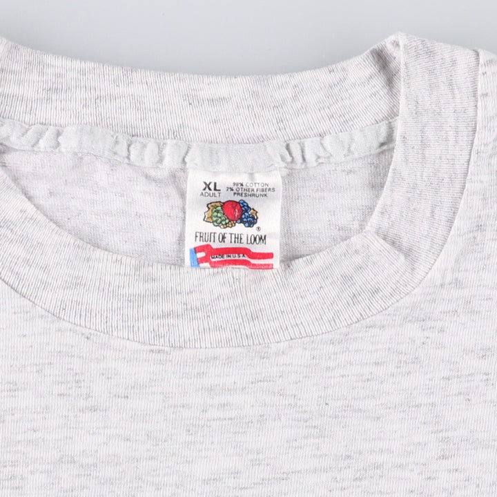 90'S Fruit of the Loom printed T-shirt, made in the USA, men's XL size, vintage cotton gray type Vintage Second Hand