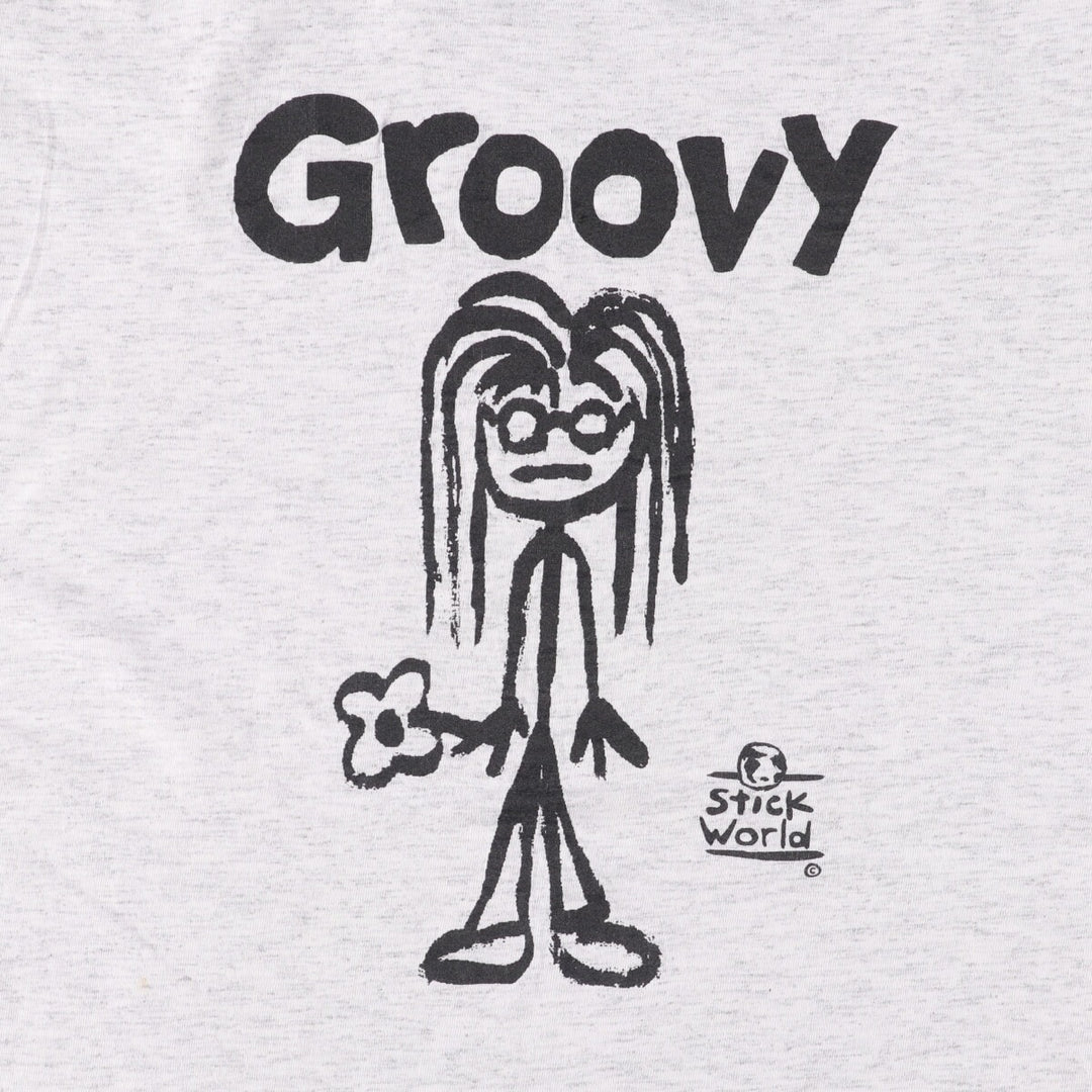 90'S Fruit of the Loom printed T-shirt, made in the USA, men's XL size, vintage cotton gray type Vintage Second Hand