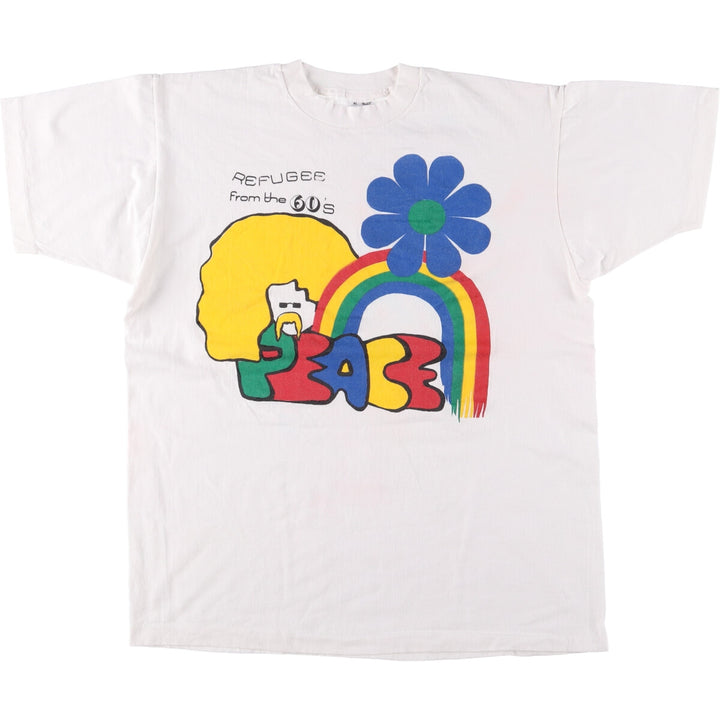 Vintage 90'S Fruit of the Loom hippie print T-shirt, Made in USA, Men's XL cotton white type Vintage Second Hand