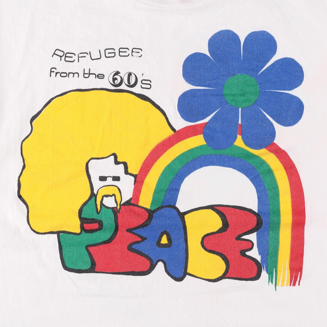 Vintage 90'S Fruit of the Loom hippie print T-shirt, Made in USA, Men's XL cotton white type Vintage Second Hand
