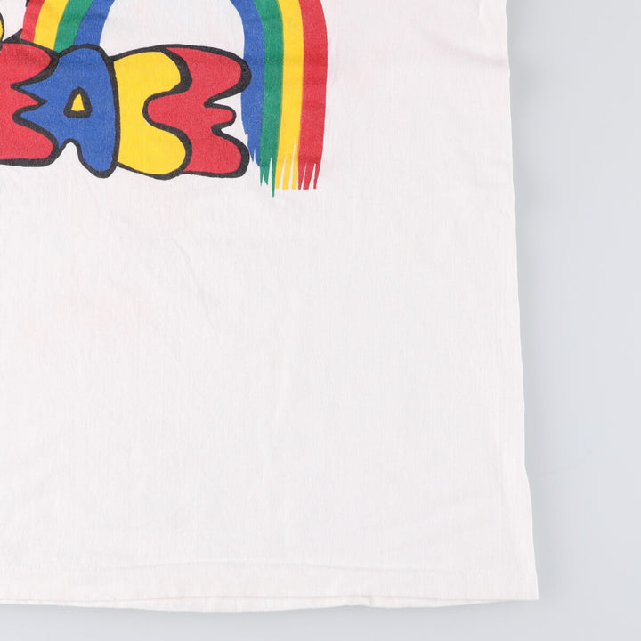 Vintage 90'S Fruit of the Loom hippie print T-shirt, Made in USA, Men's XL cotton white type Vintage Second Hand